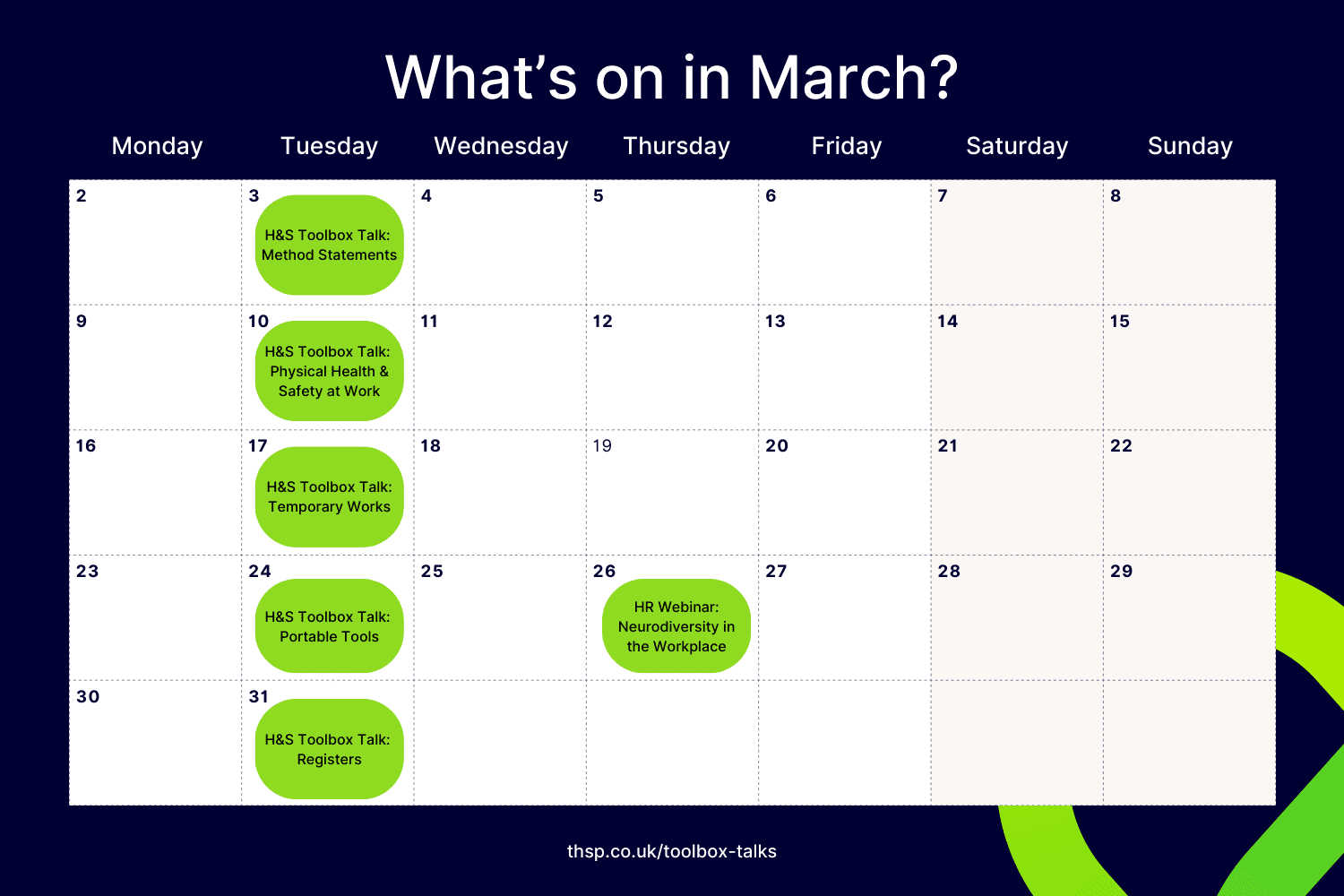 March Toolbox Talks THSP